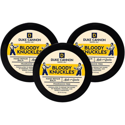 Duke Cannon Supply Co Bloody Knuckles Hand Repair Balm three pack front view