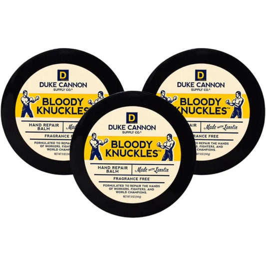 Duke Cannon Supply Co Bloody Knuckles Hand Repair Balm three pack front view