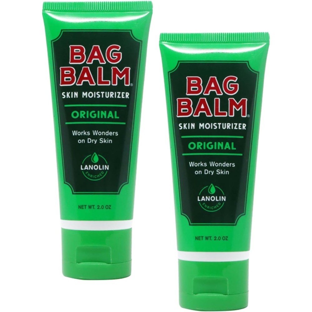 Bag Balm Vermont's Original Hand Moisturizer two ounce squeeze tube pack front view showing green packaging.