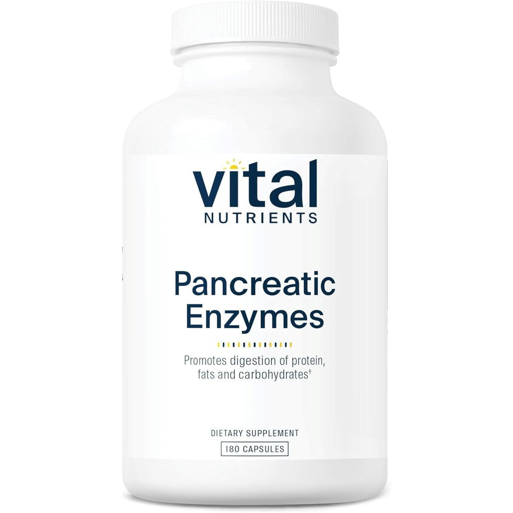Vital Nutrients Pancreatic Enzymes 1000mg front view bottle of digestive supplement
