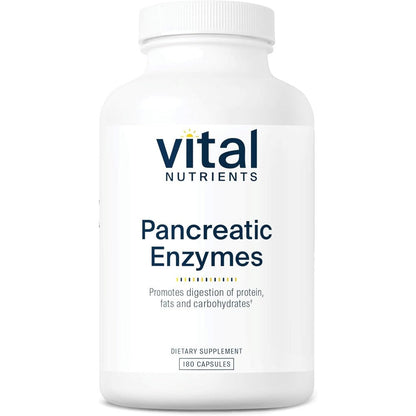 Vital Nutrients Pancreatic Enzymes 1000mg front view bottle of digestive supplement