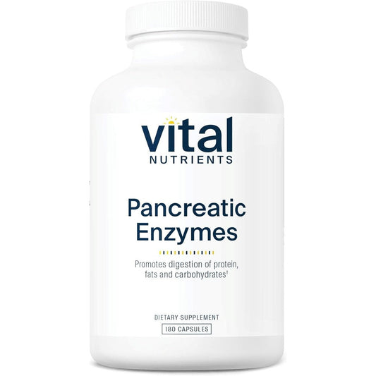 Vital Nutrients Pancreatic Enzymes 1000mg front view bottle of digestive supplement