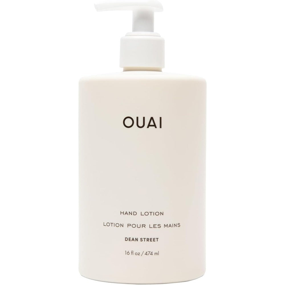OUAI Dean Street Hand Lotion sixteen fluid ounce front view showing clean white bottle styling