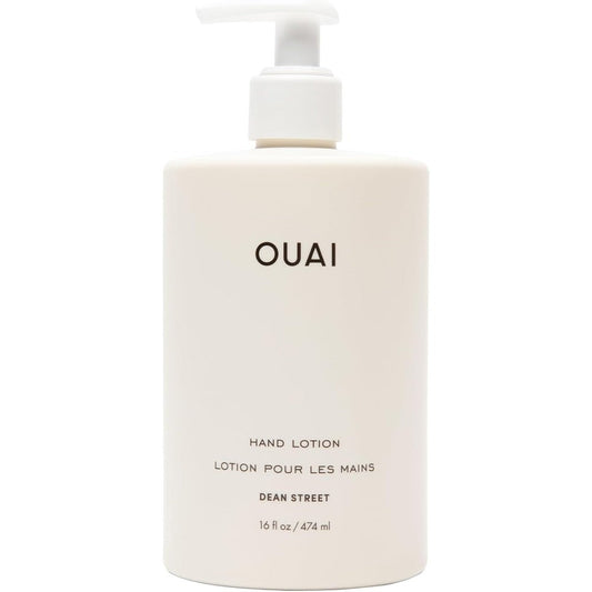 OUAI Dean Street Hand Lotion sixteen fluid ounce front view showing clean white bottle styling