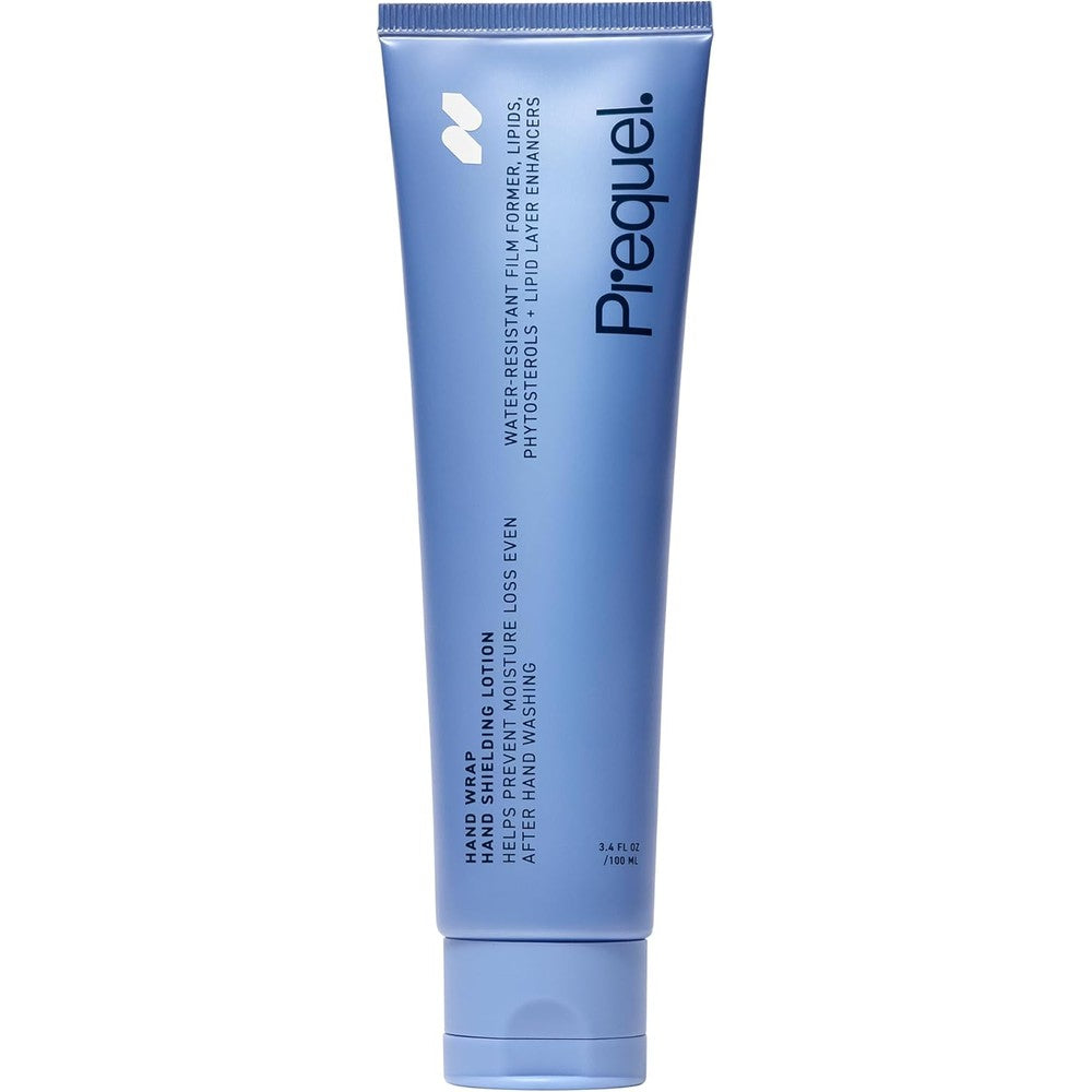 Prequel Skin Hand Wrap shielding lotion front packaging tube showing product name.