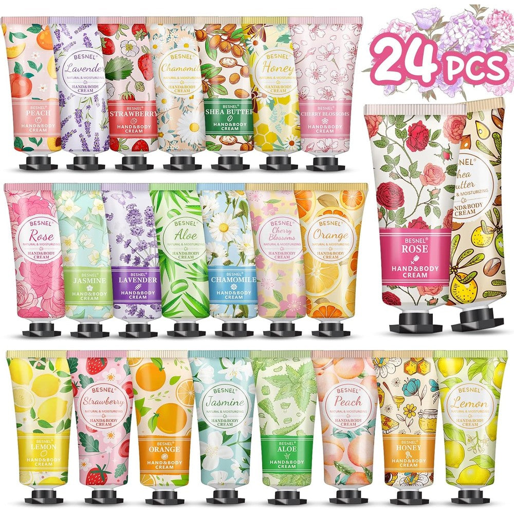 Besnel 24 pack hand cream gift set packaging front view