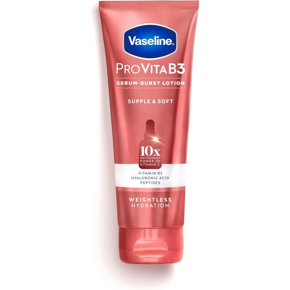 Vaseline Pro VitaB3 Serum Burst Lotion Supple and Soft front view showing packaging