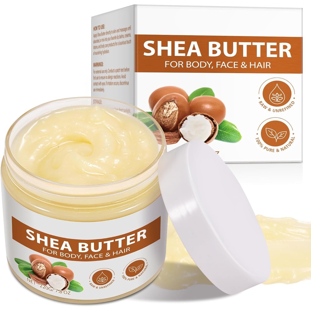 APUUFYQC raw organic shea butter hand cream front view of jar