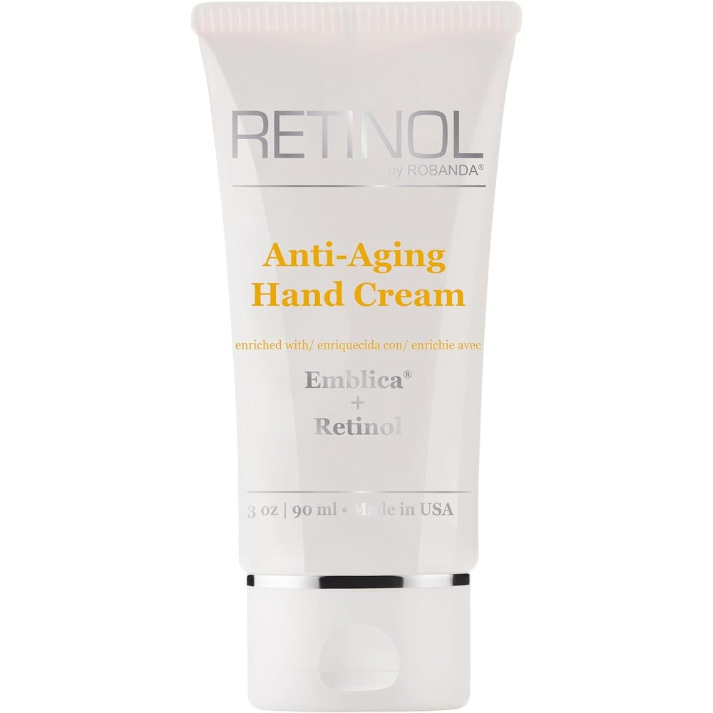 Robanda Retinol Anti Aging Hand Cream front view of white three ounce tube
