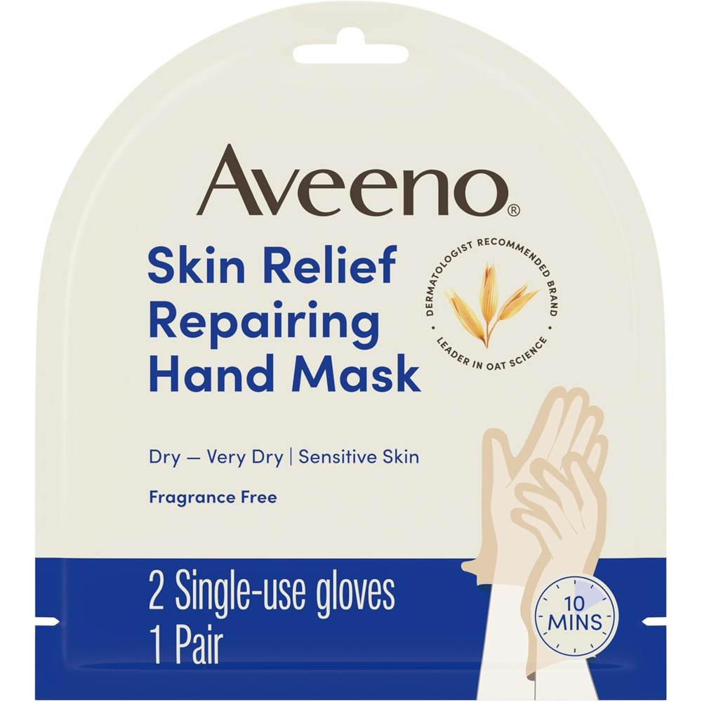 Aveeno Skin Relief Repairing Hand Mask front packaging view