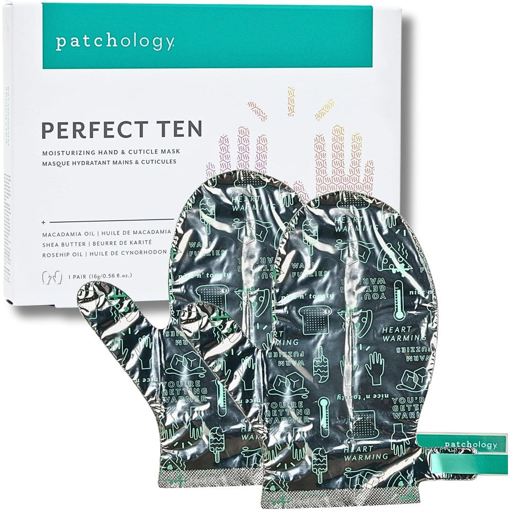 Patchology Warm Up Perfect Ten self-warming hand mask front packaging