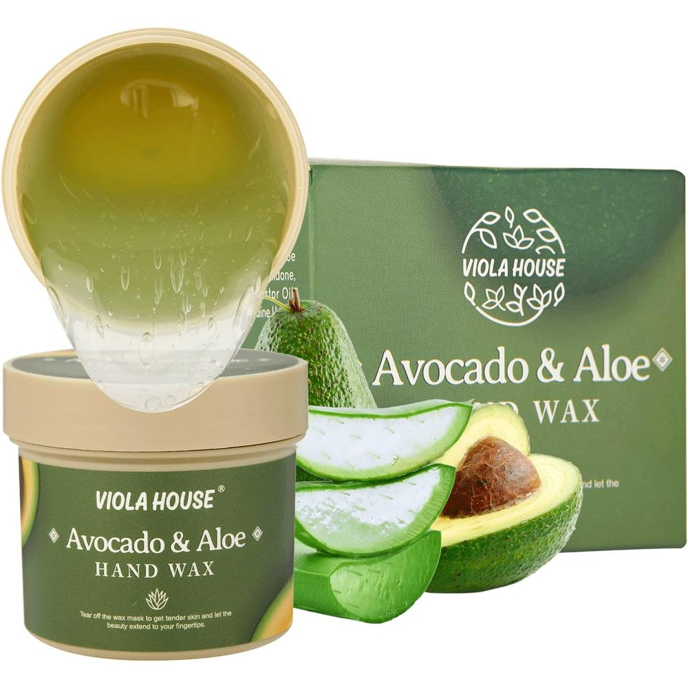 Viola House Avocado and Aloe Peel Off Hand Mask front view packaging