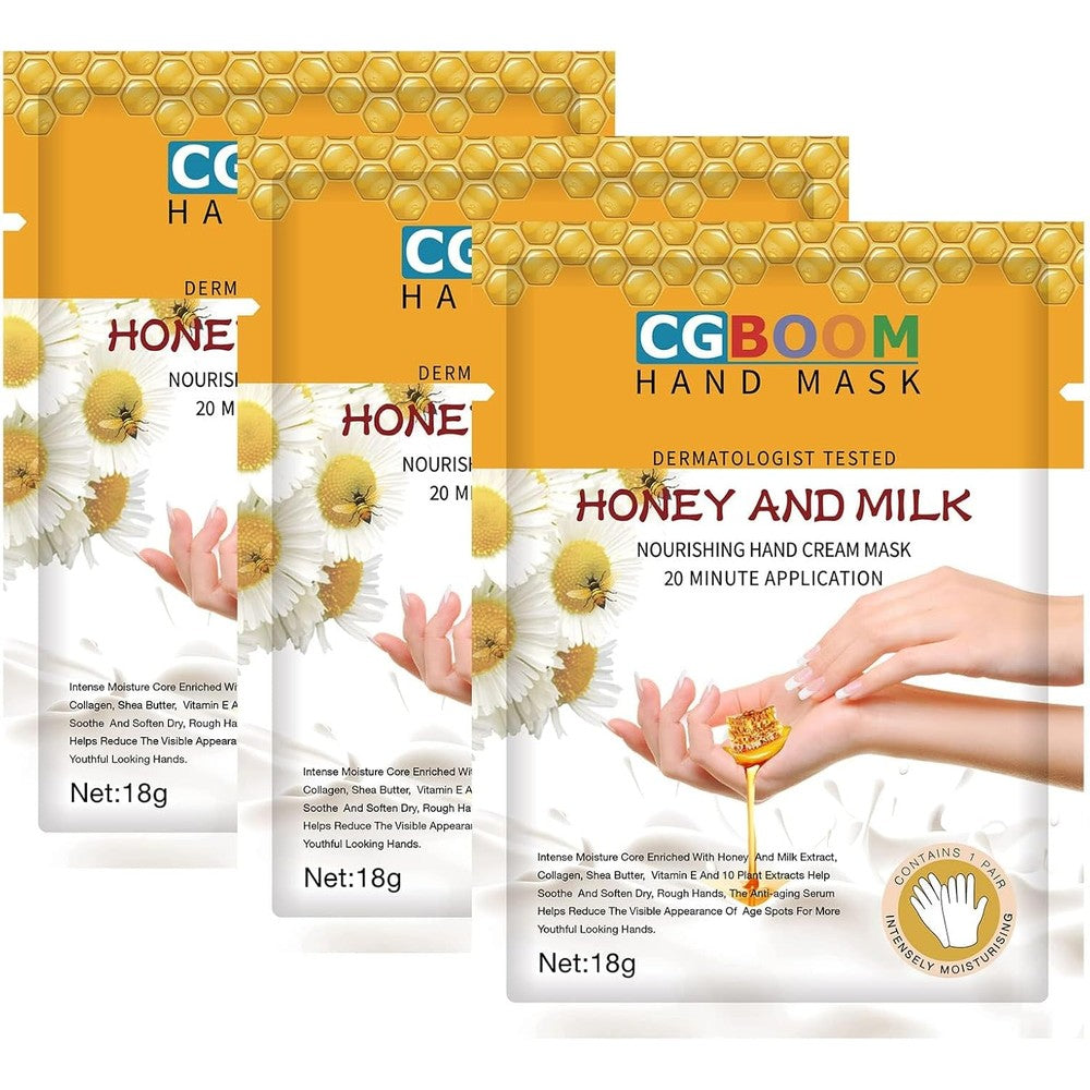 CGBOOM honey and milk moisturizing hand mask gloves front view