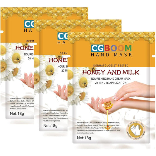 CGBOOM honey and milk moisturizing hand mask gloves front view