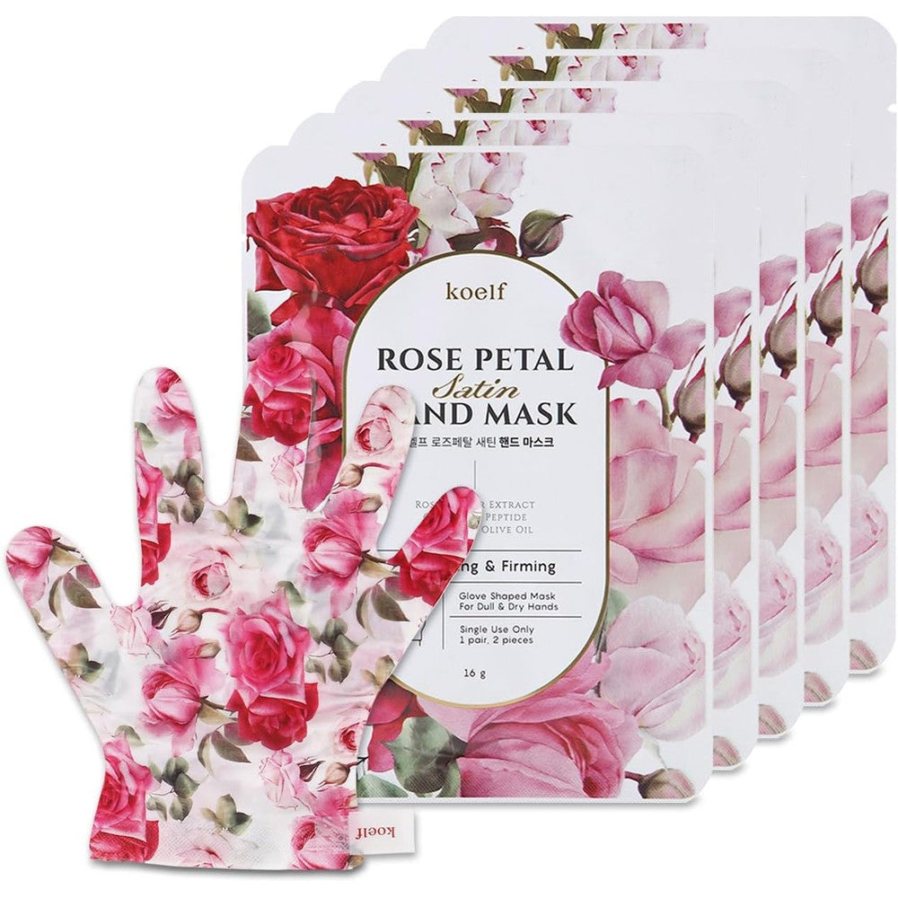 Koelf Petitfee Rose Petal Satin Hand Mask 5 Pairs front packaging