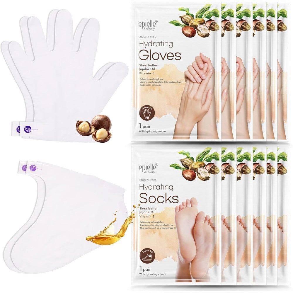 Epielle hydrating hand and foot masks front packaging view