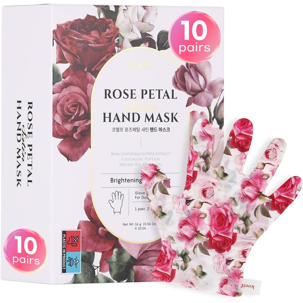 Koelf Rose Petal Satin Hand Mask 10 pairs pack front view