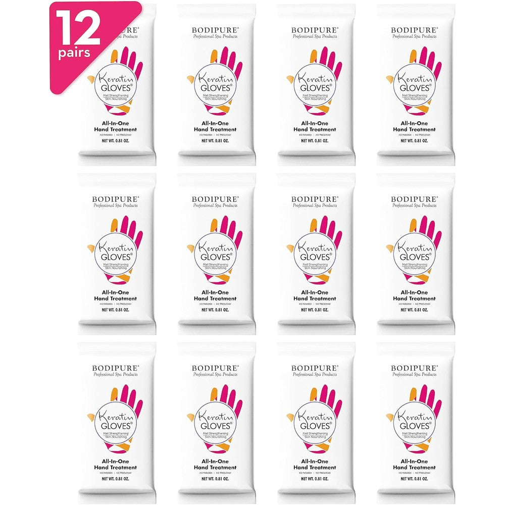 Bodipure Keratin Hand Mask front view of the 12 pair packaging