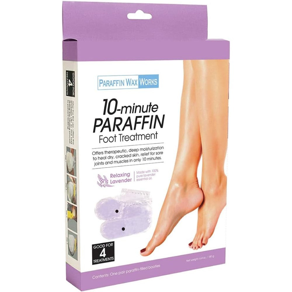 Paraffin Wax Works 10-Minute Foot Treatment front packaging view for cracked heel repair.