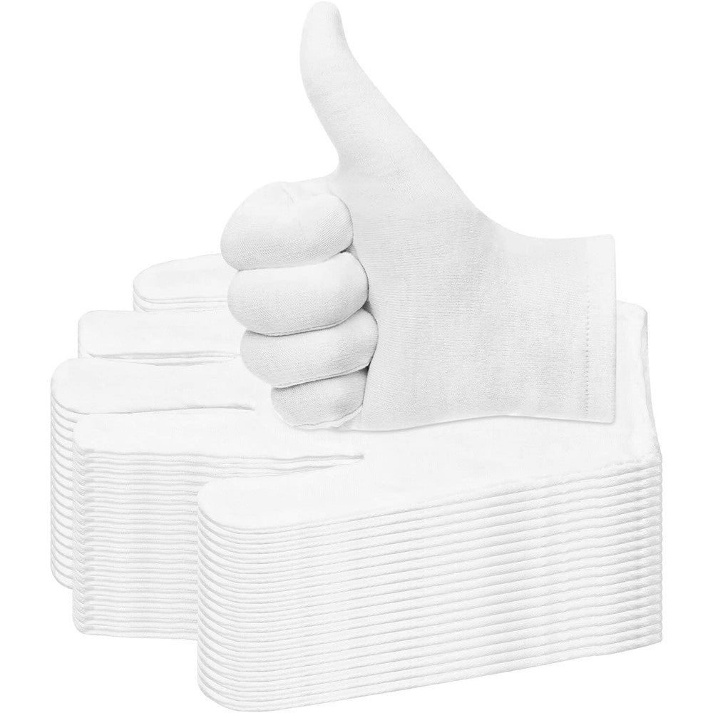 Paxcoo 20 Pairs White Cotton Gloves front view for moisturizing.