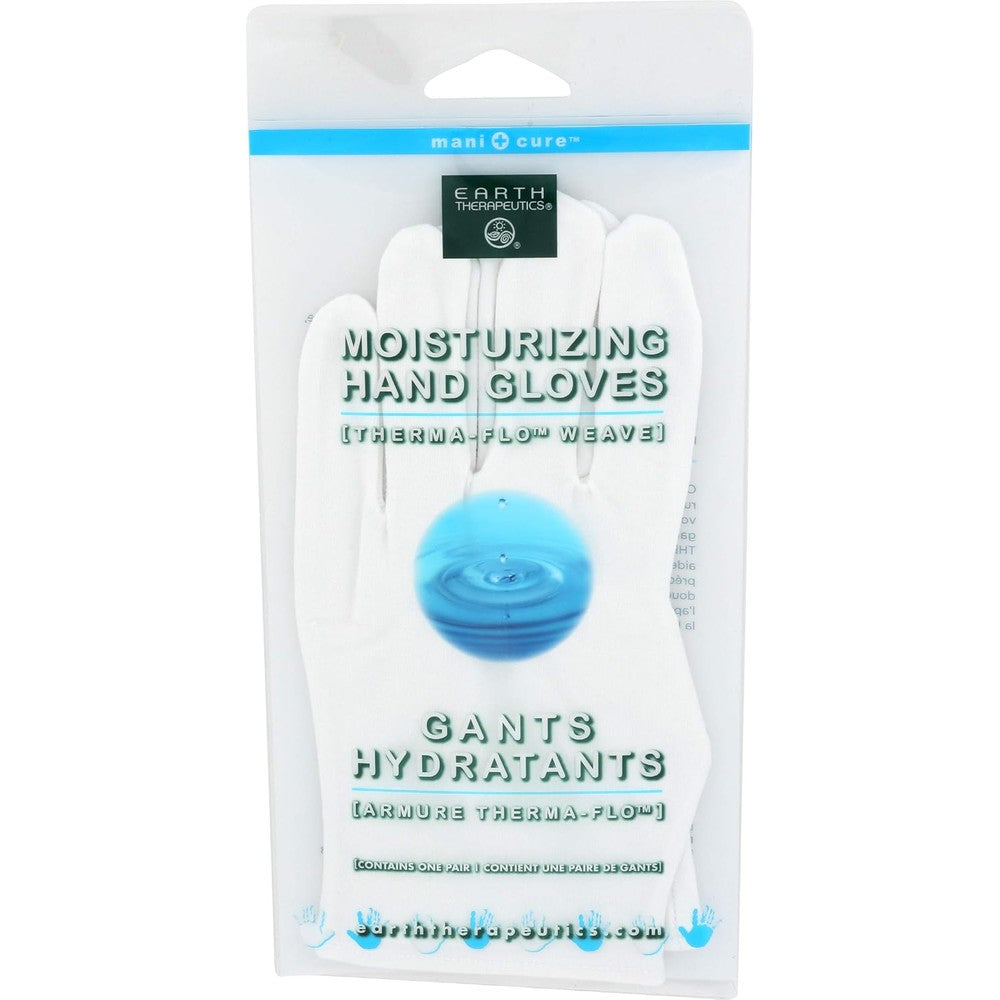 Earth Therapeutics Moisturizing Hand Gloves White front view for dry skin relief.