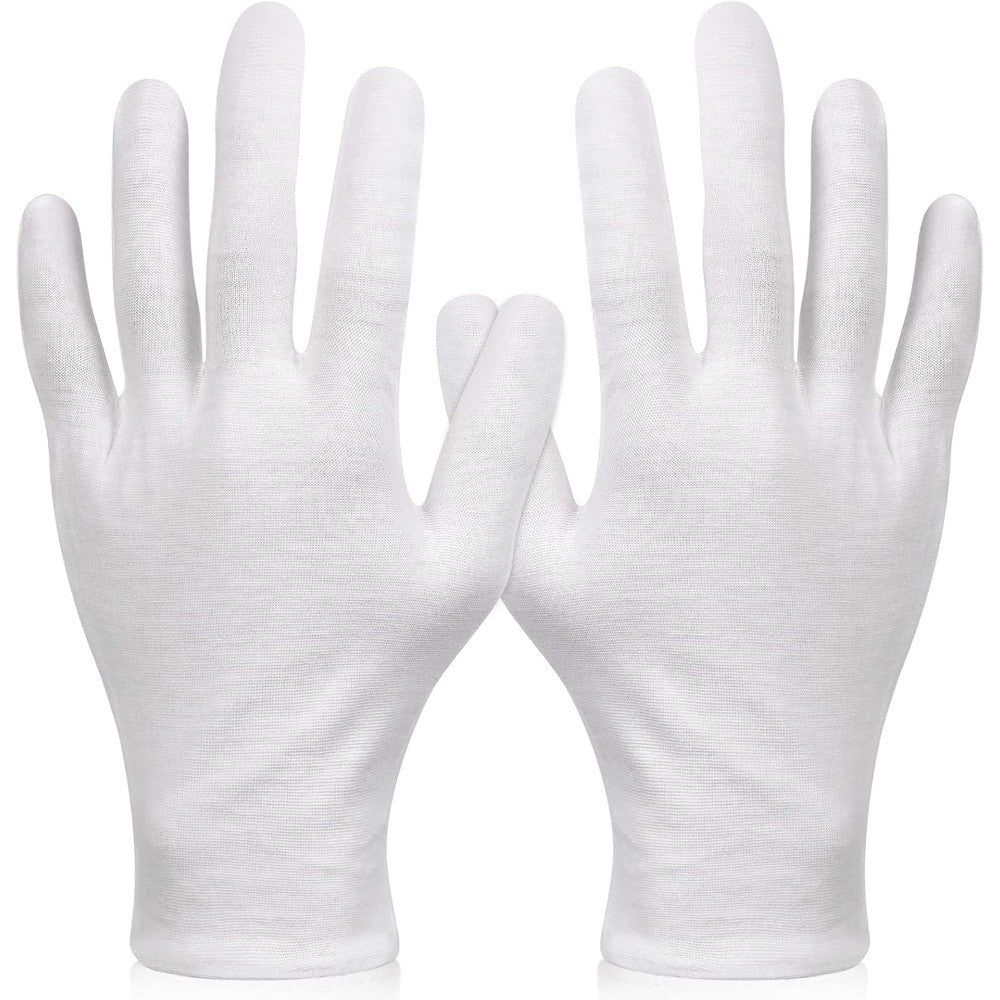 Paxcoo 6 Pairs White Cotton Gloves front view for hand care