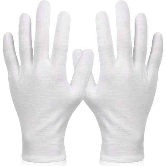 Paxcoo 6 Pairs White Cotton Gloves front view for hand care