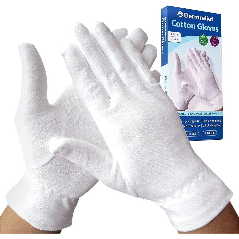 Dermrelief Cotton Gloves front view for eczema relief