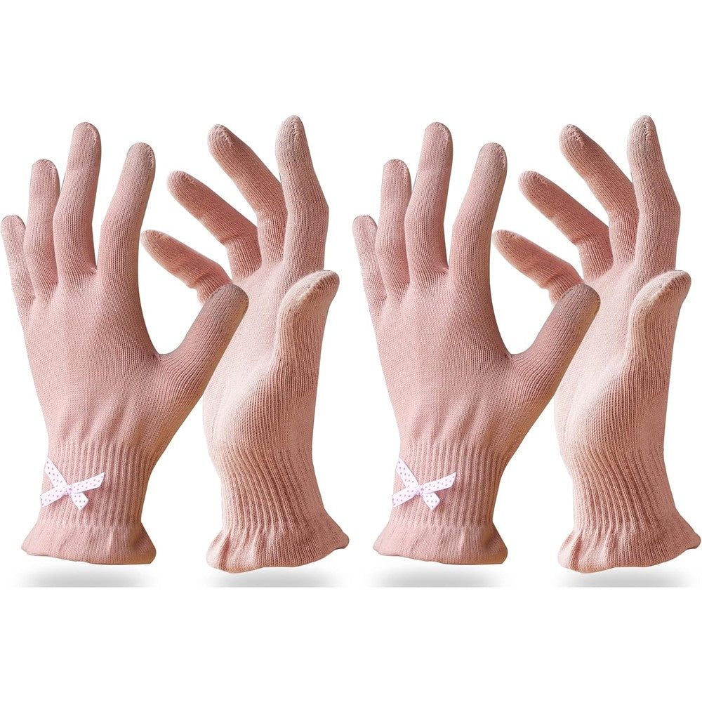 Evridwear Cotton Moisturizing Gloves front view in pink