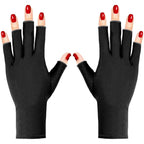 Pimoys UV shield gloves front view for gel nail manicures