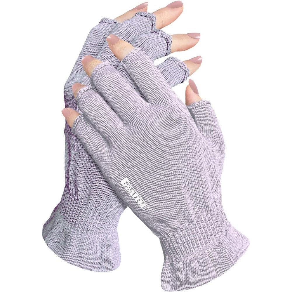 GSAFEME Cotton Fingerless Moisturizing Gloves purple front view