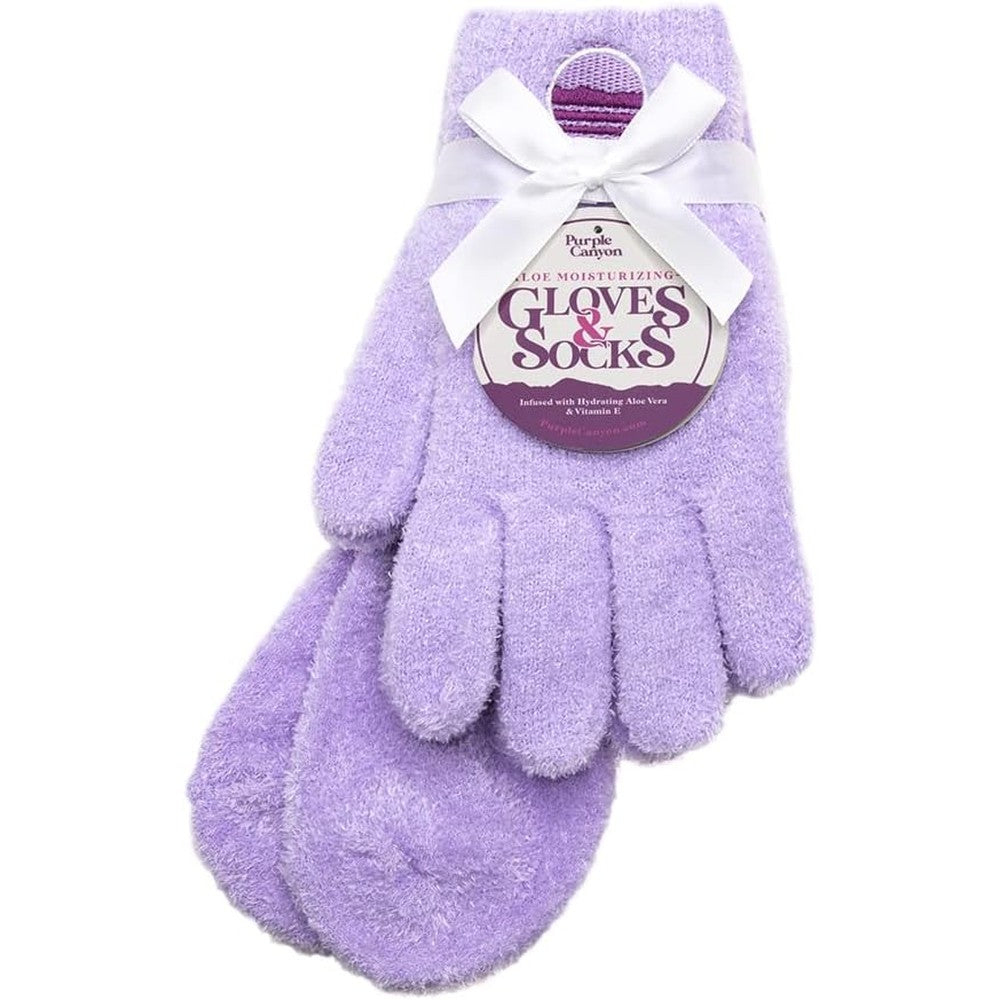 Purple Canyon moisturizing socks and gloves spa set front view