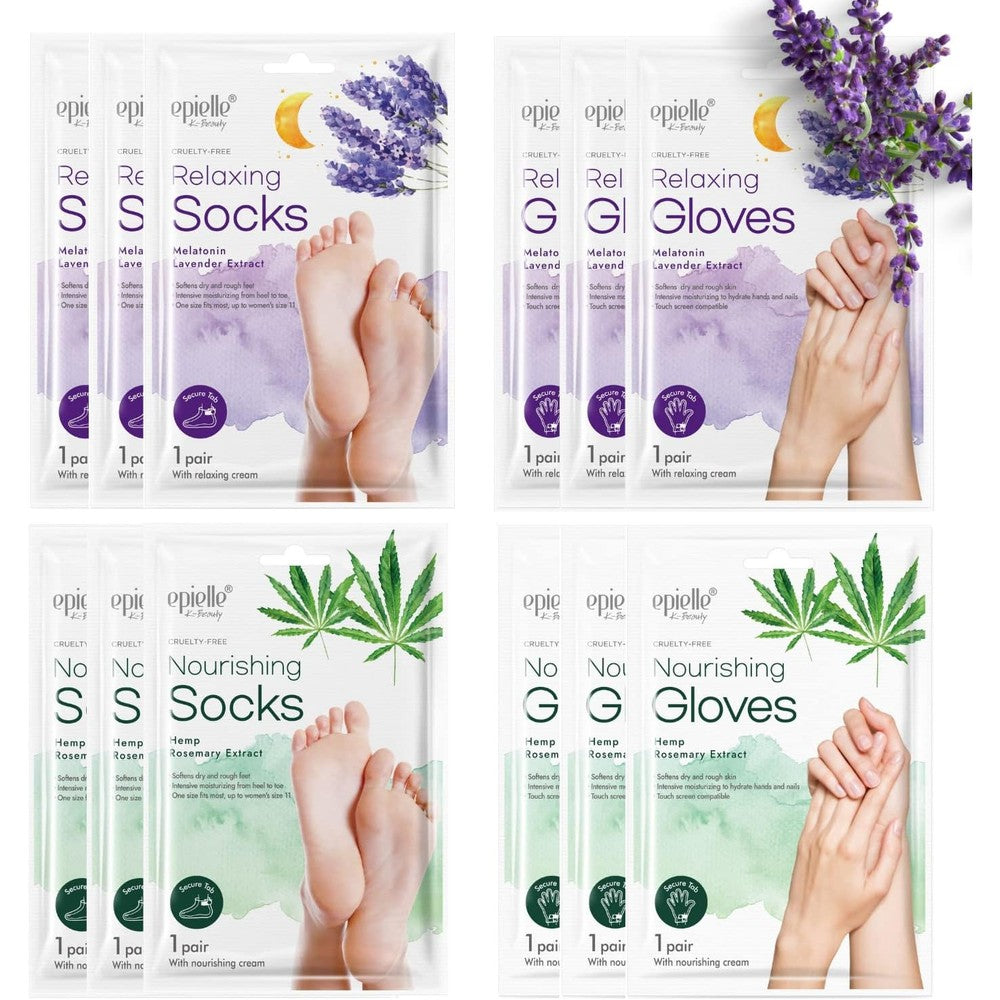 Epielle Relaxing and Nourishing Socks and Gloves 12 Pairs front product view