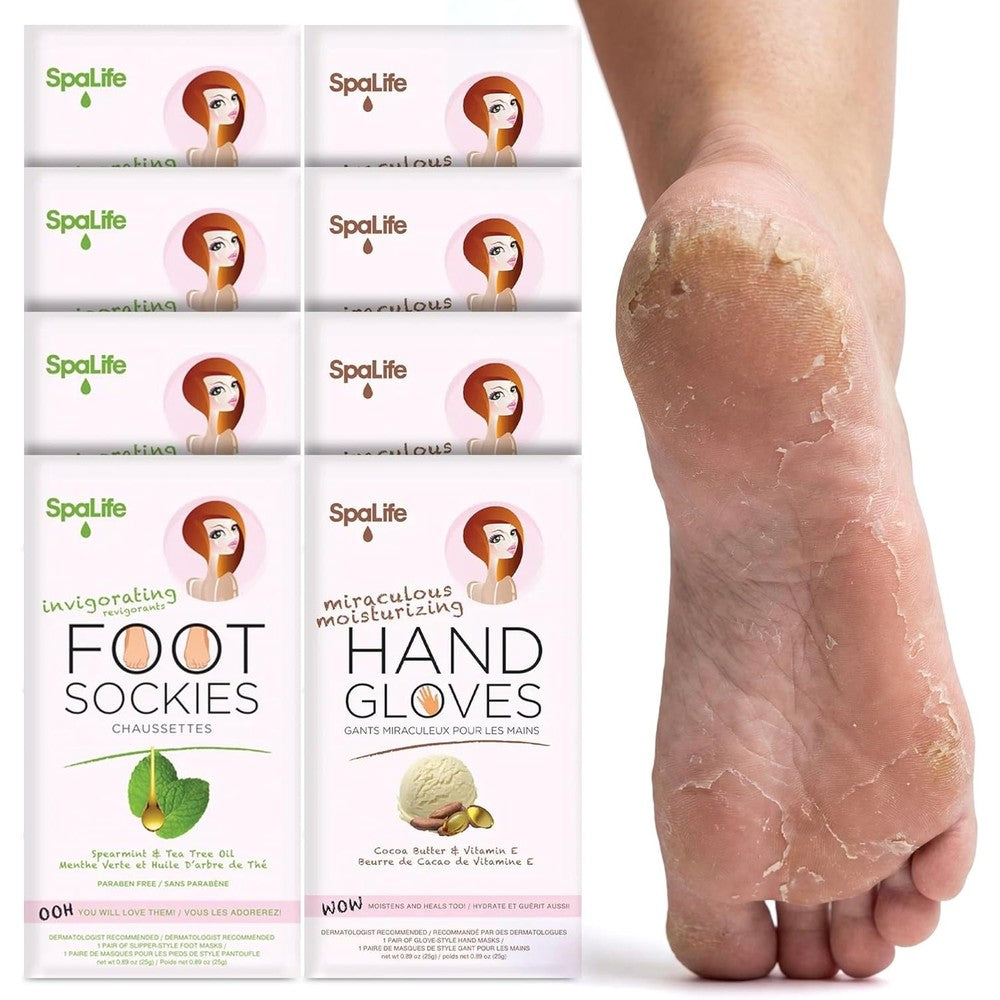 SpaLife Moisturizing Hand Gloves and Foot Mask Socks set front view