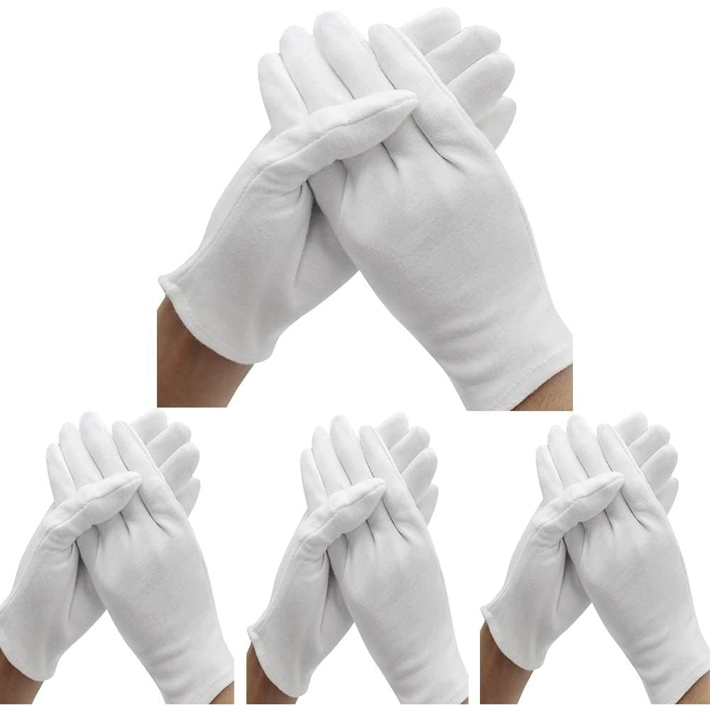 Bweissth 24 piece white cotton moisturizing gloves set
