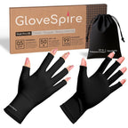 GloveSpire thickened UV gloves for nails front view with storage pouch