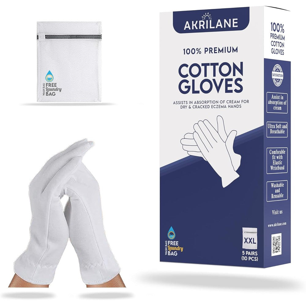 Akrilane XXL premium cotton moisturizing gloves front view