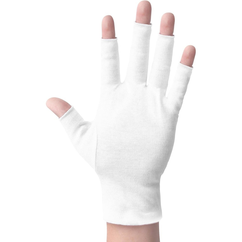 Ansmio white cotton moisturizing fingerless gloves front view