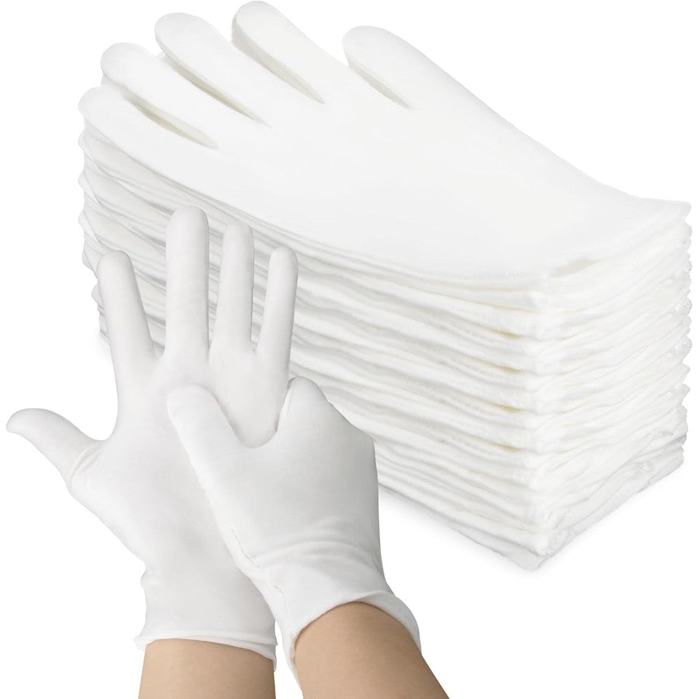 Maqihan white cotton gloves set of 5 pairs front view