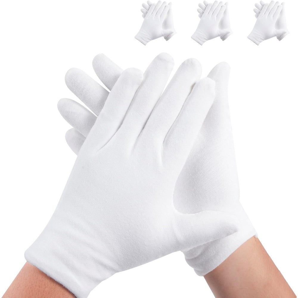Untrytb white cotton gloves for moisturizing dry hands front view
