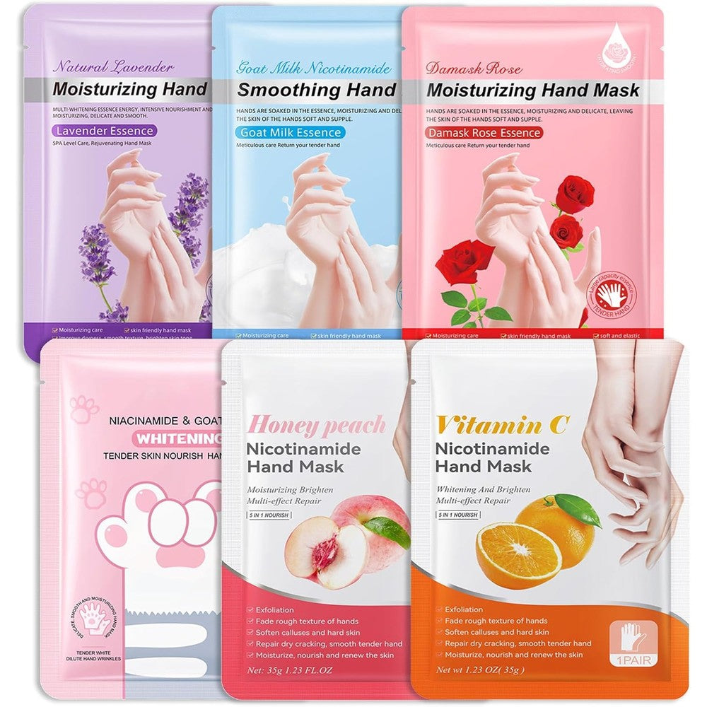 Linghaolh Hydrating Hand Mask Gloves 6 Piece Set For Dry Cracked Hands Moisturizing Spa Treatment For Men And Women - Image 1