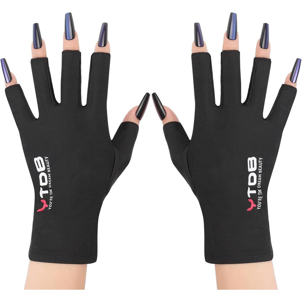 Ytdb UV protection fingerless gloves front view for nail lamps