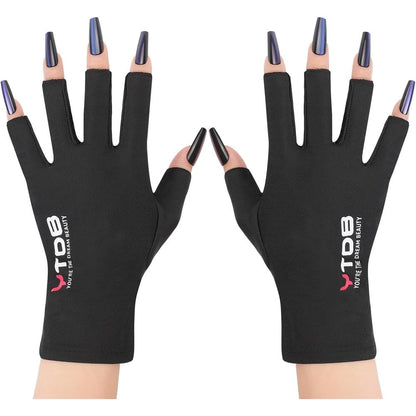 Ytdb UV protection fingerless gloves front view for nail lamps