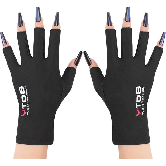 Ytdb UV protection fingerless gloves front view for nail lamps
