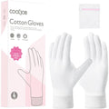 Cooljob soft moisturizing cotton gloves front view packaging and white pairs