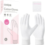 Cooljob soft moisturizing cotton gloves front view packaging and white pairs