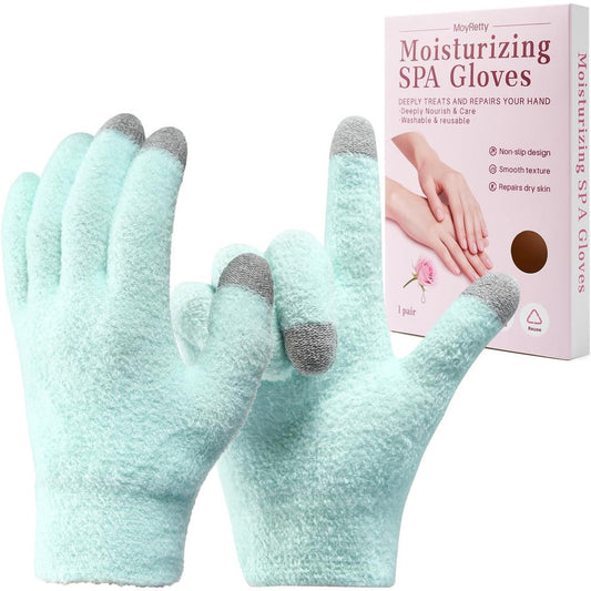 MoyRetty Touchscreen Silicone Moisturizing Gloves Green front view