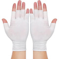 PKRFCJ white fingerless cotton moisturizing gloves front view
