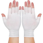 PKRFCJ white fingerless cotton moisturizing gloves front view