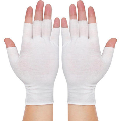PKRFCJ white fingerless cotton moisturizing gloves front view
